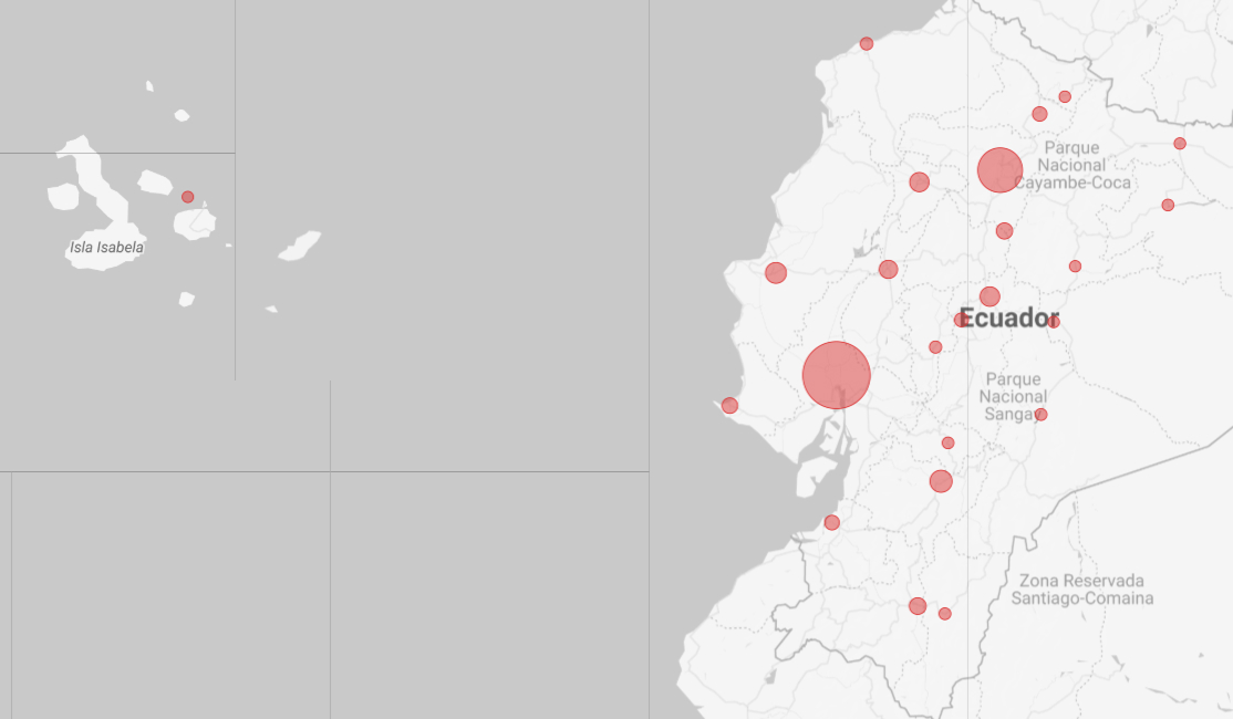Distubución geográfica siniestros de tránsito en Ecuador 2024