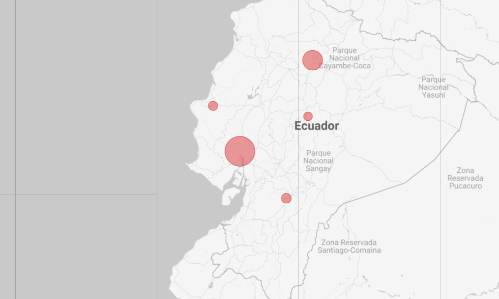 Distubución geográfica mayor número de fallecidos / siniestro en Ecuador 2024